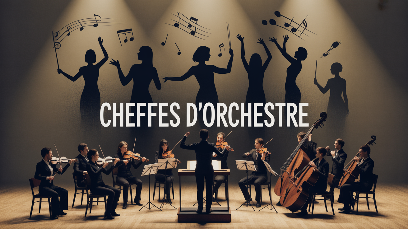 Cheffes d’orchestre dirigeant un orchestre, diversité et énergie sur scène