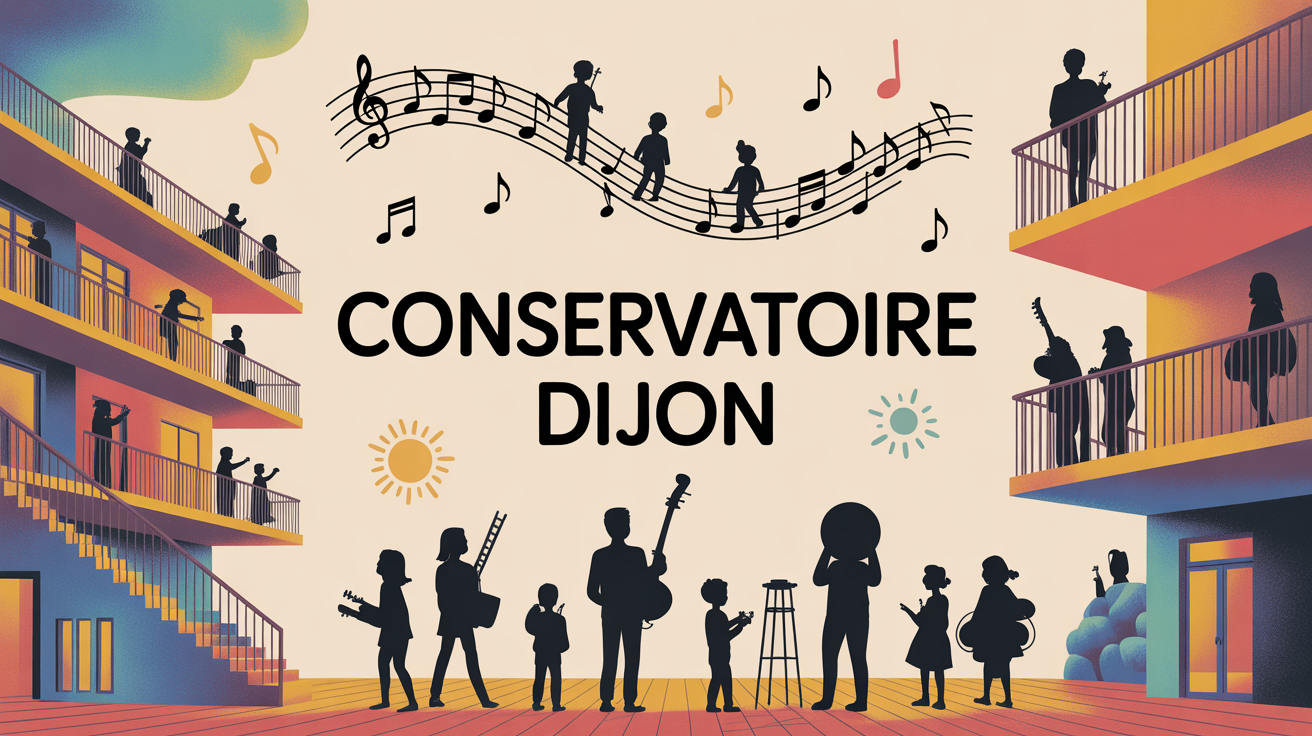 Illustration moderne du Conservatoire Dijon avec ambiance artistique