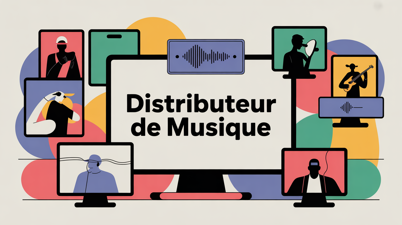 illustration distributeur de musique artistes ondes connectées