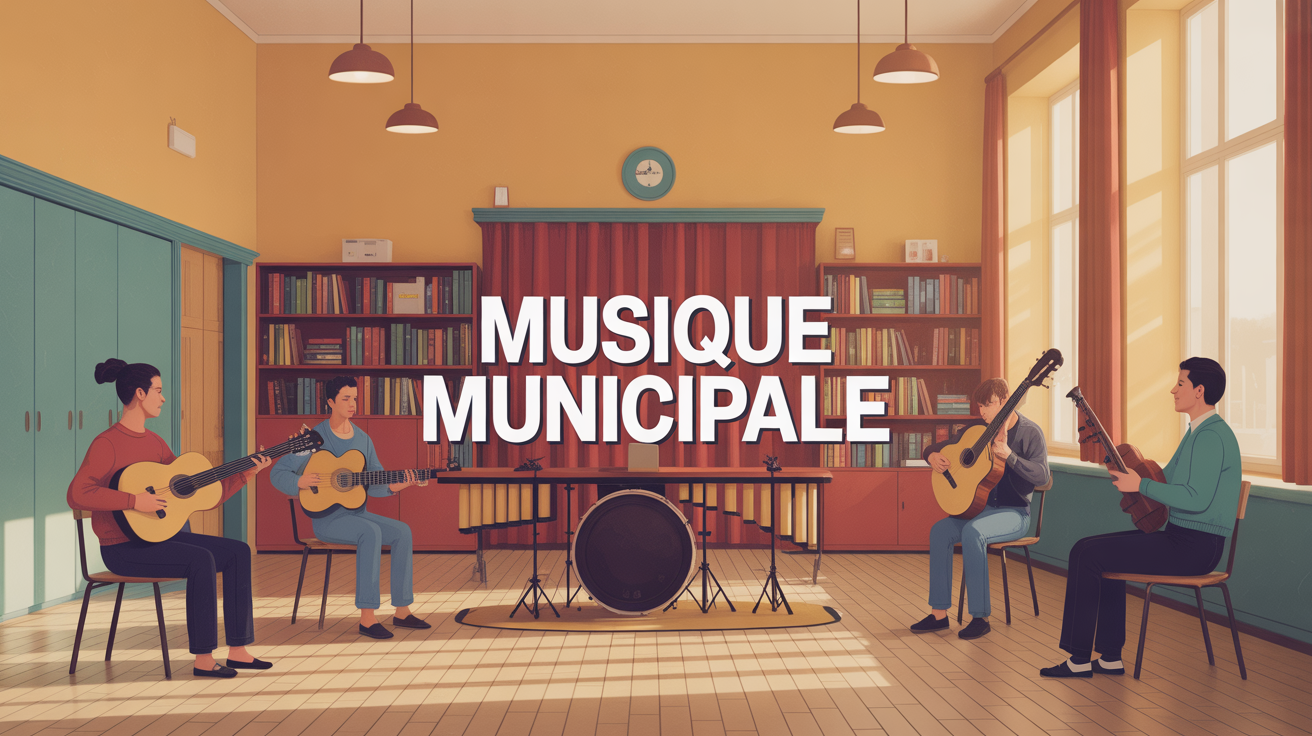 Ecole municipale de musique silhouettes jouant en famille