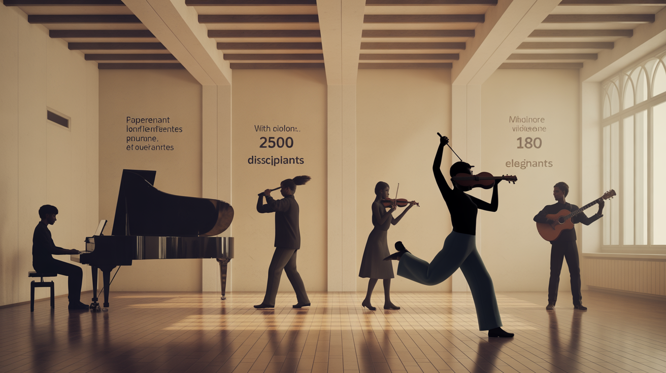 Salle de répétition instruments et étudiants conservatoire