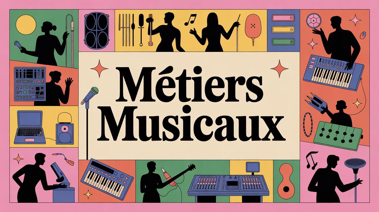 illustration metiers musicaux silhouettes gender neutres