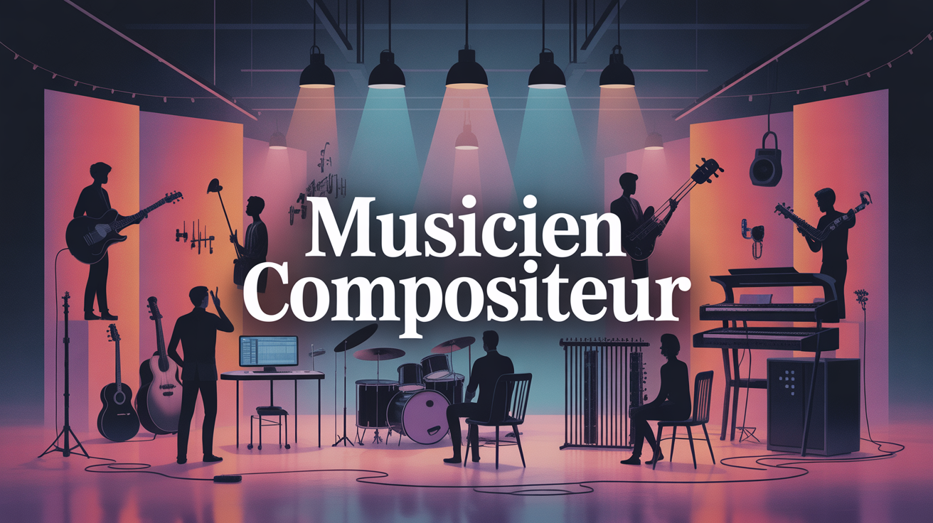 musicien compositeur autour instruments et ordinateur