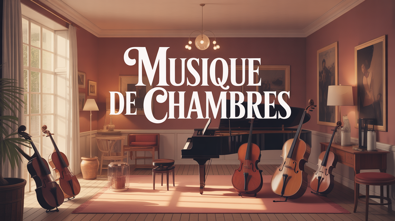 Illustration musique de chambre groupe instruments salon ambiance chaleureuse