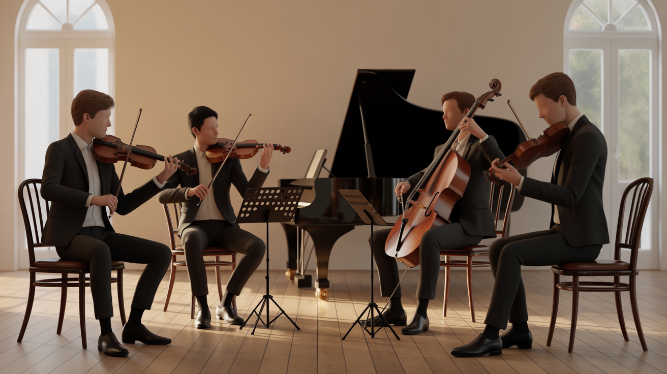 Petits musiciens musique de chambre sans chef dans salon