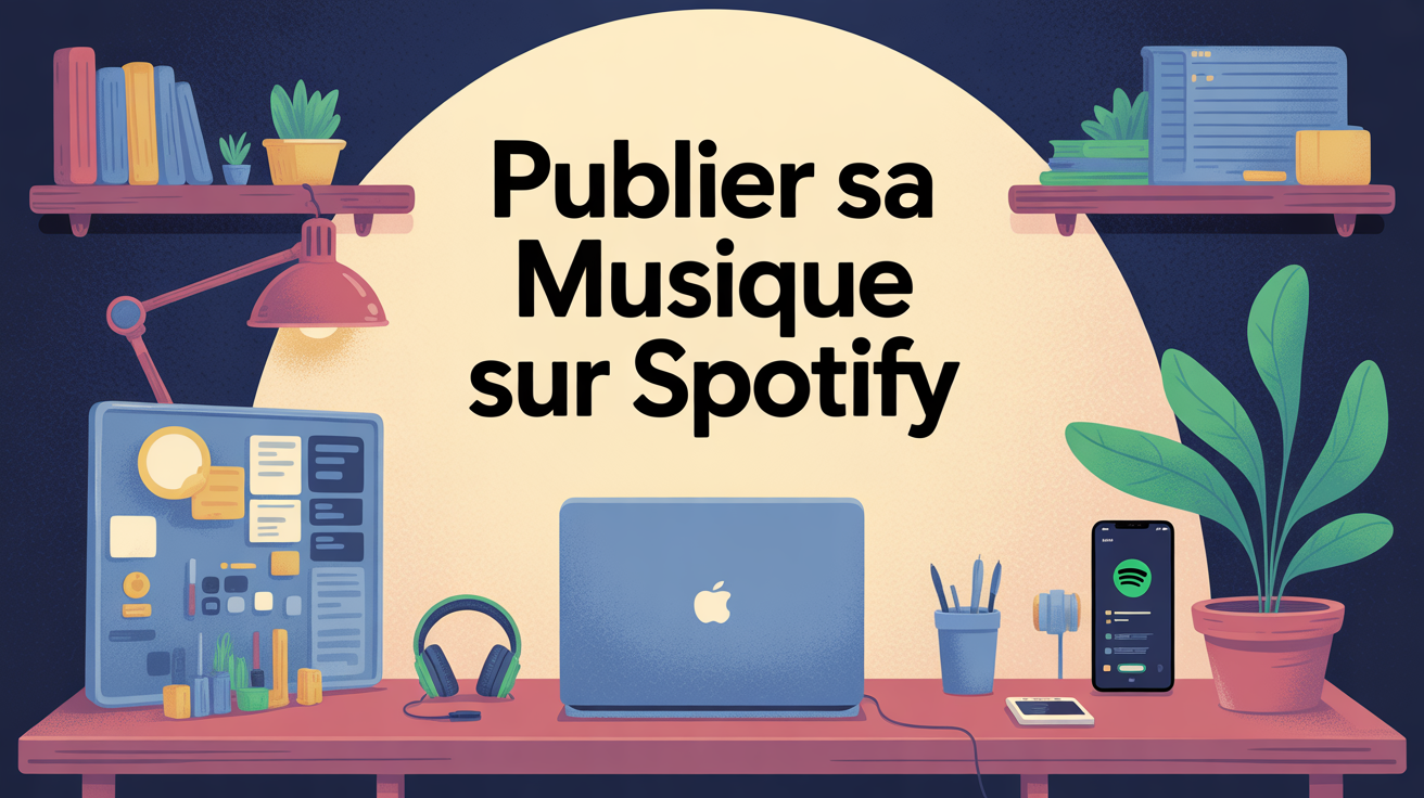 Table de travail d’artiste pour publier musique sur Spotify