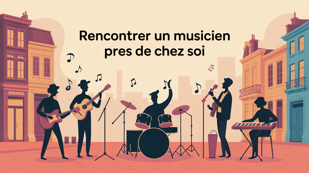 Scène conviviale de musiciens jouant ensemble en ville