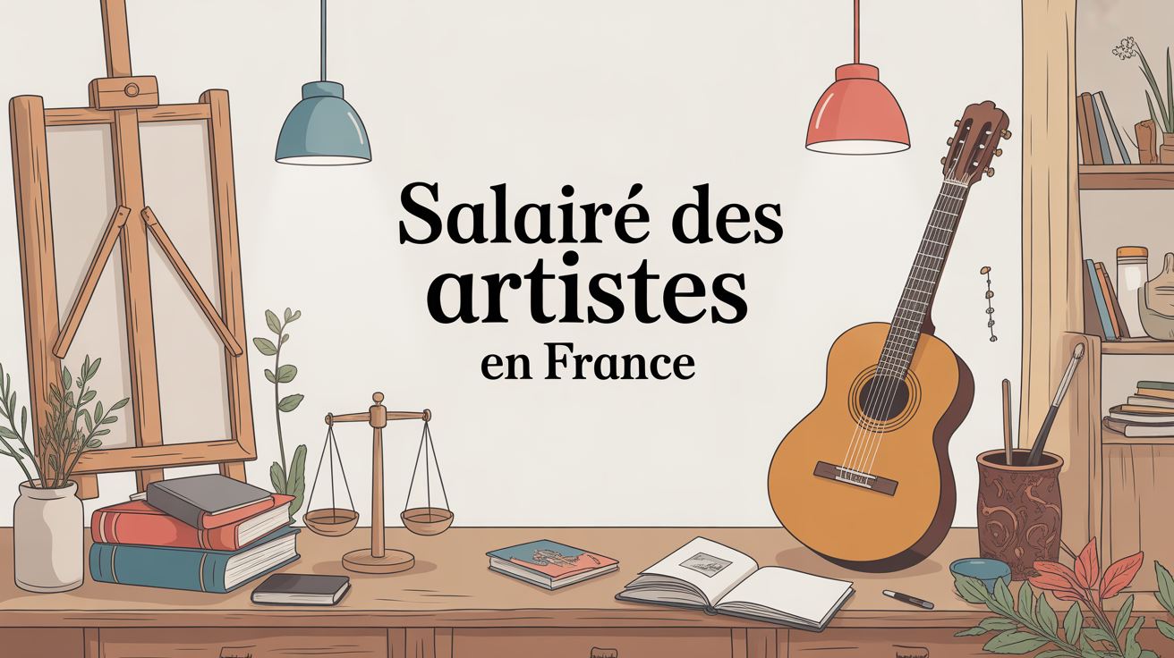 Atelier d'artiste et balance symbole du salaire des artistes en France