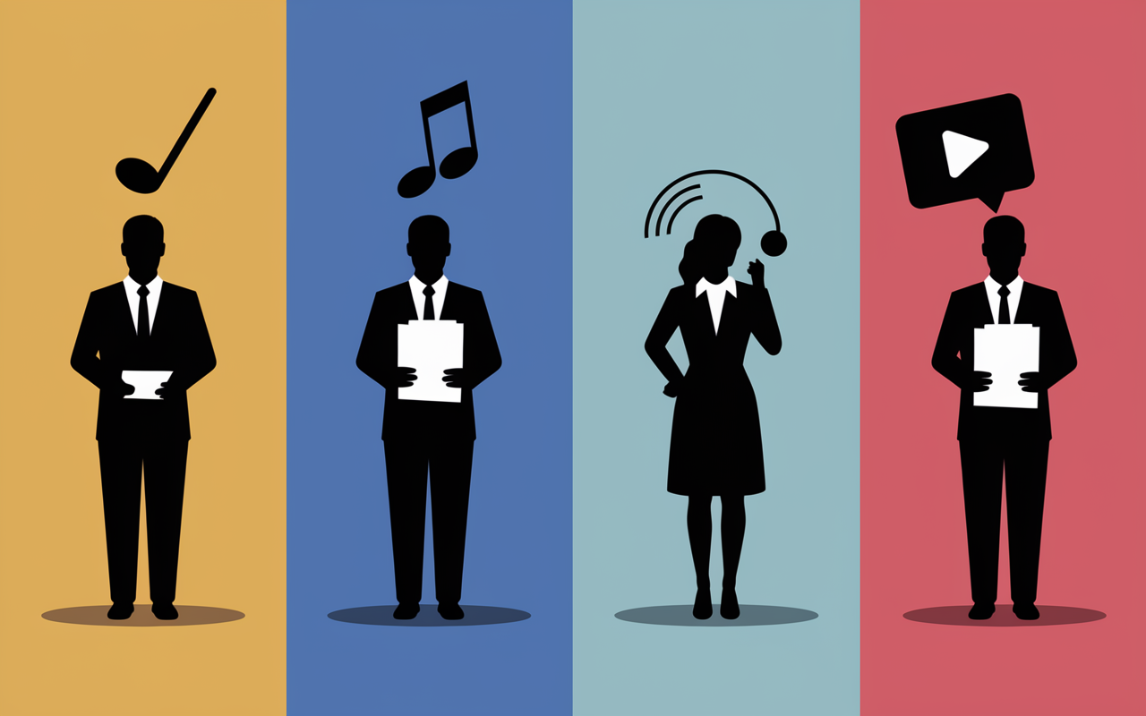 Quatre techniques d'interprétation illustrées par des silhouettes