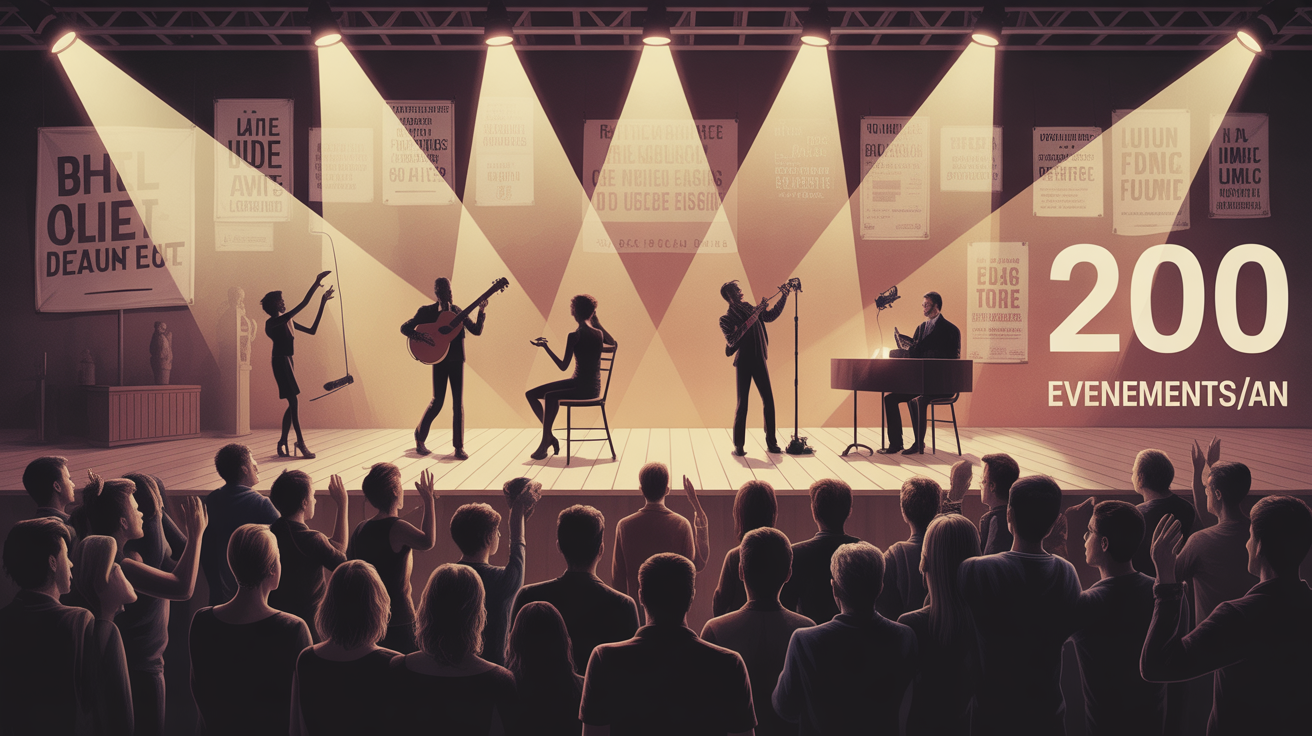 Scène artistique musique danse théâtre public applaudissant