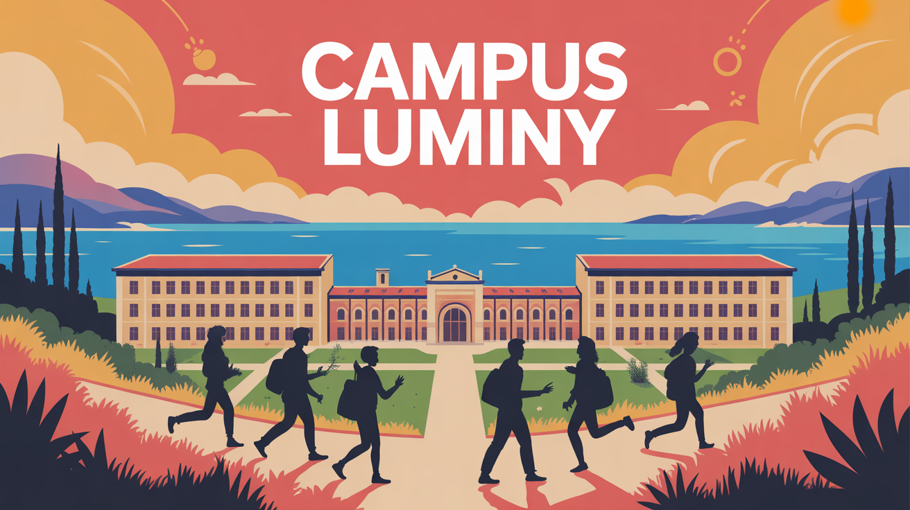 Campus Luminy Marseille vue étudiants garrigue mer