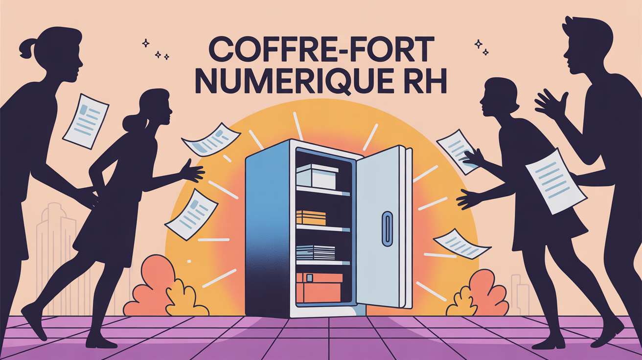 Illustration coffre fort numerique RH digital securise