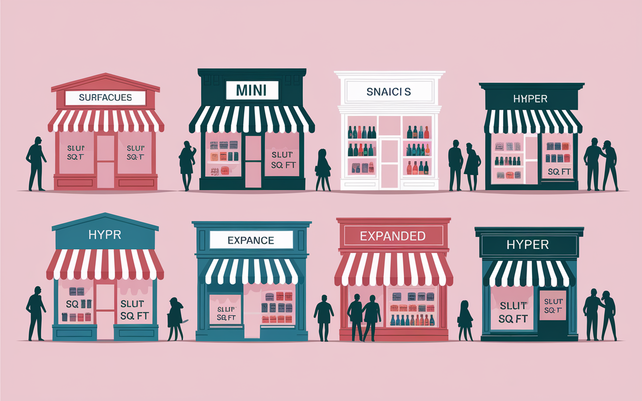 formats convenience store, kiosque, hyper, surface et parkings