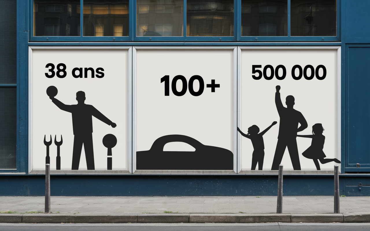 Tableau chiffres clés de aurélien letheux et silhouettes fans passionnés