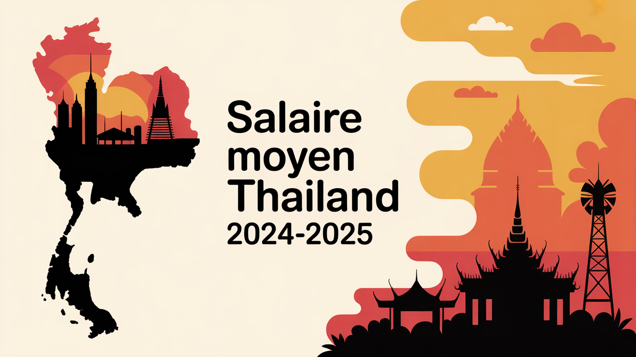 Illustration carte Thaïlande salaire moyen Bangkok régions