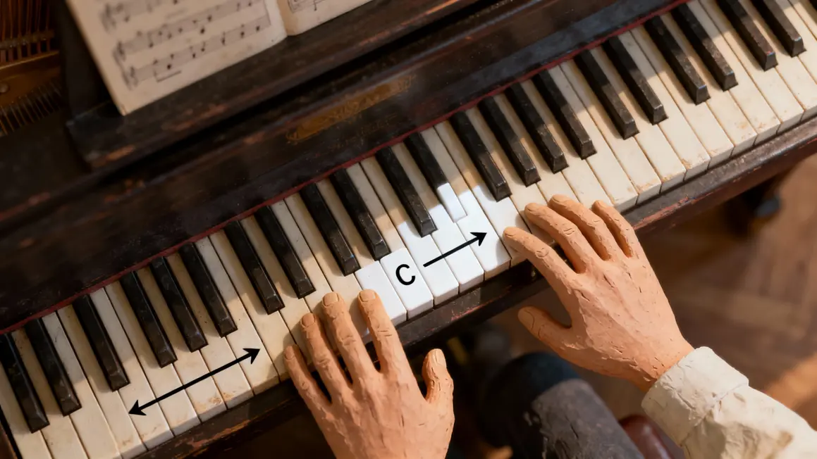 clavier piano touches blanches gamme do majeur