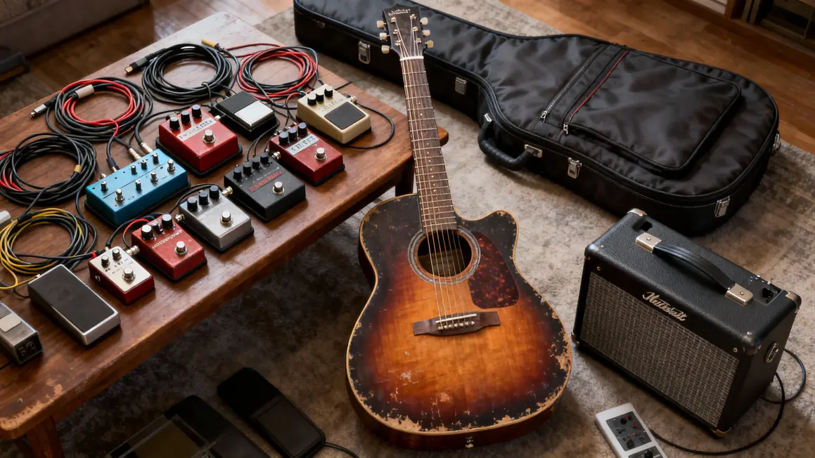 table equipements essentiels guitare ampli accessoires