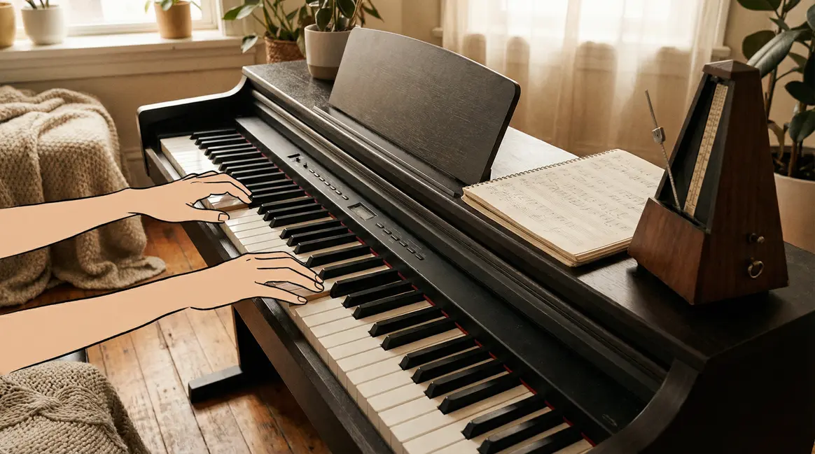 piano numerique mains carnet metronome debutant maison