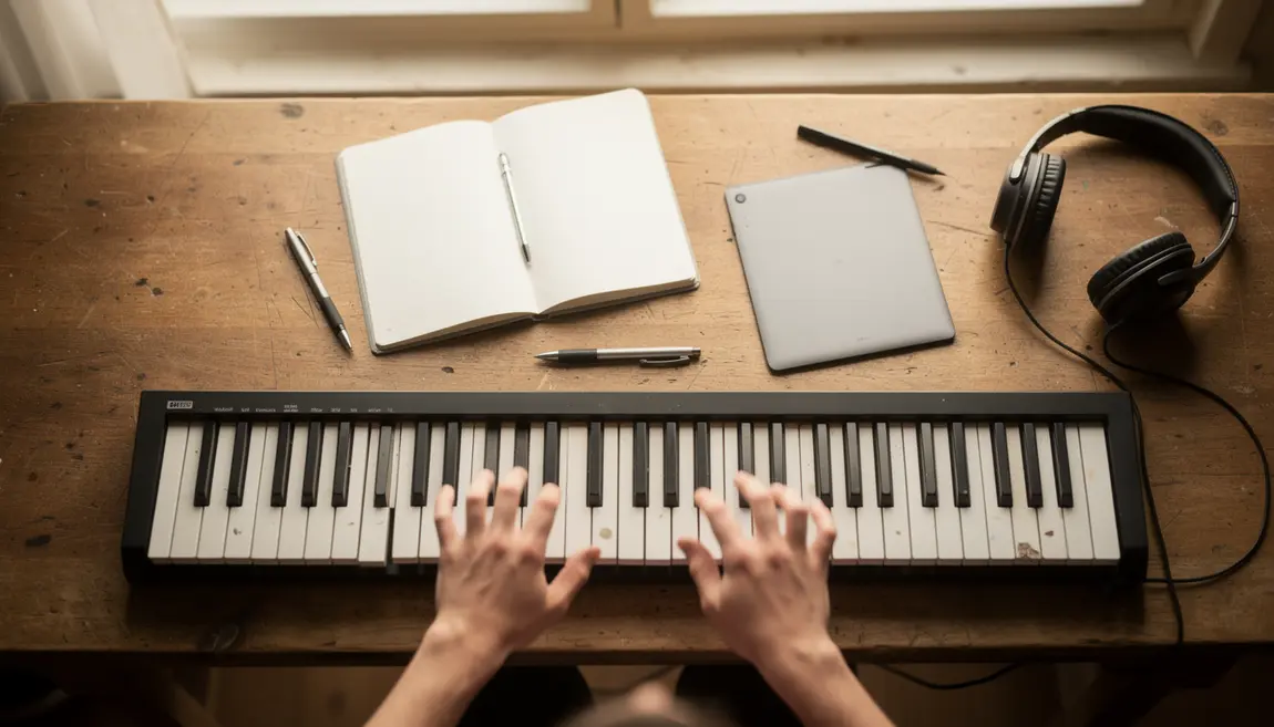 Vue d'ensemble clavier piano moderne apprentissage