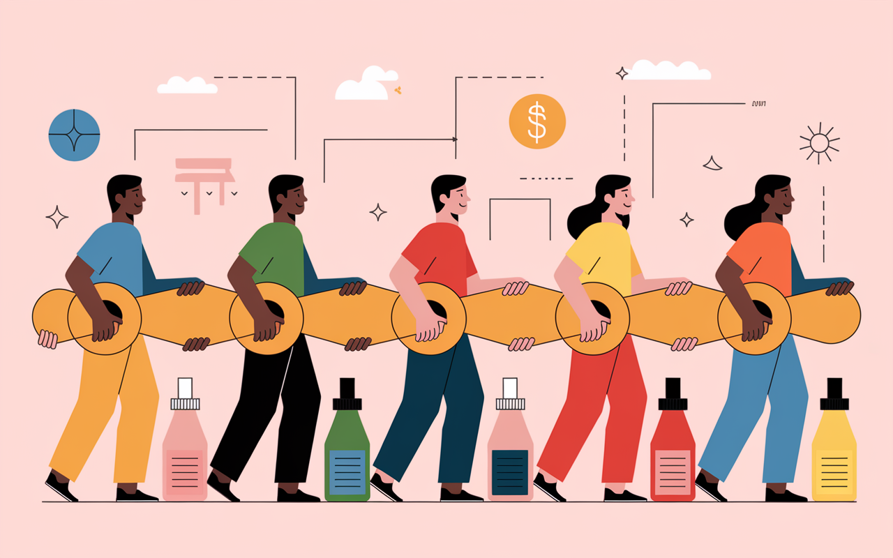 marketing network marketing illustration chaine humaine