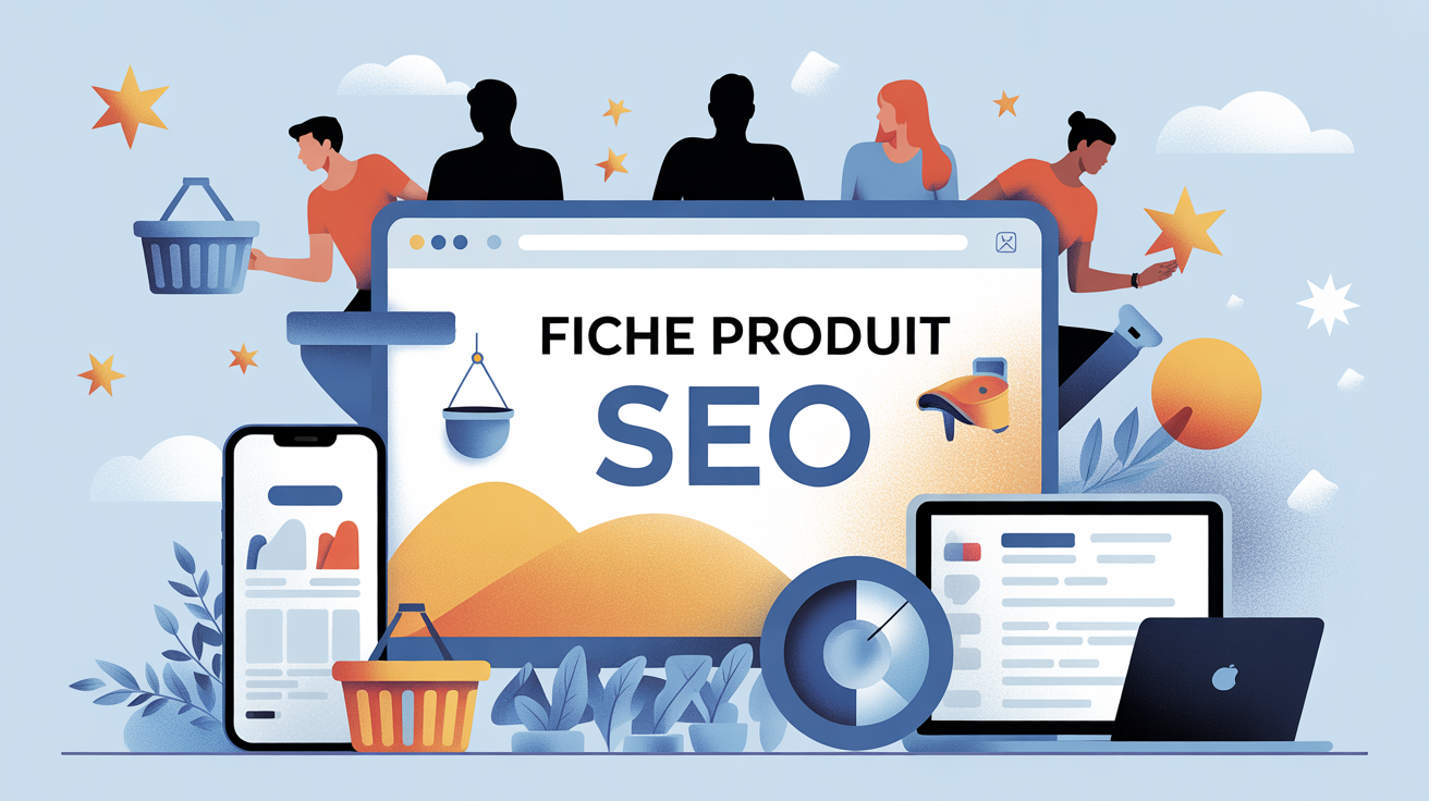 Créer un fiche produit seo illustration écran utilisateurs
