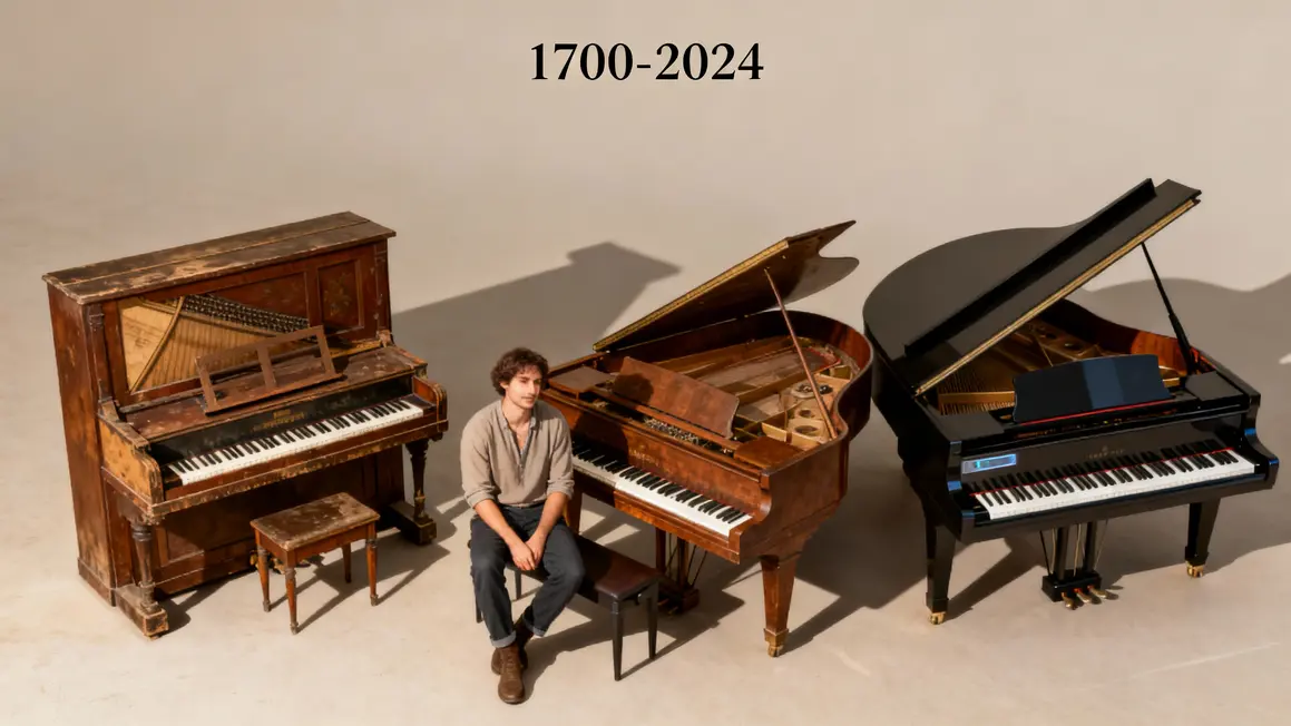 Chronologie stylisée du piano de 1700 à 2024
