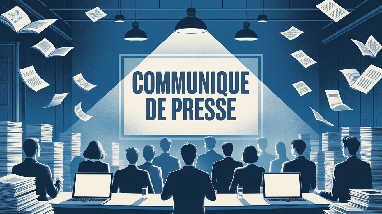 exemple de communiqué de presse au centre d'une salle de rédaction