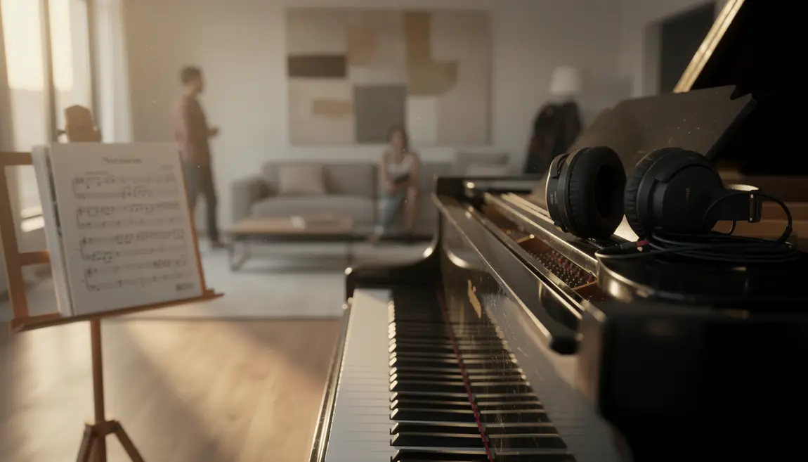 piano moderne ambiance créative salon