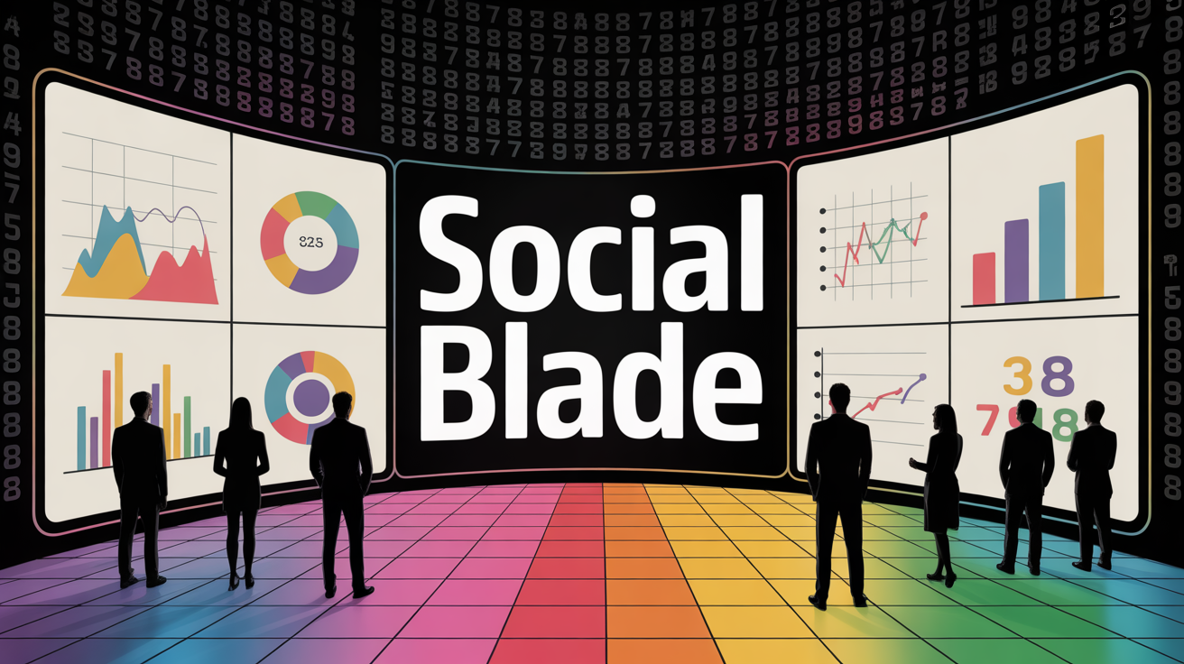Graphes Social Blade sur écrans, ambiance numérique