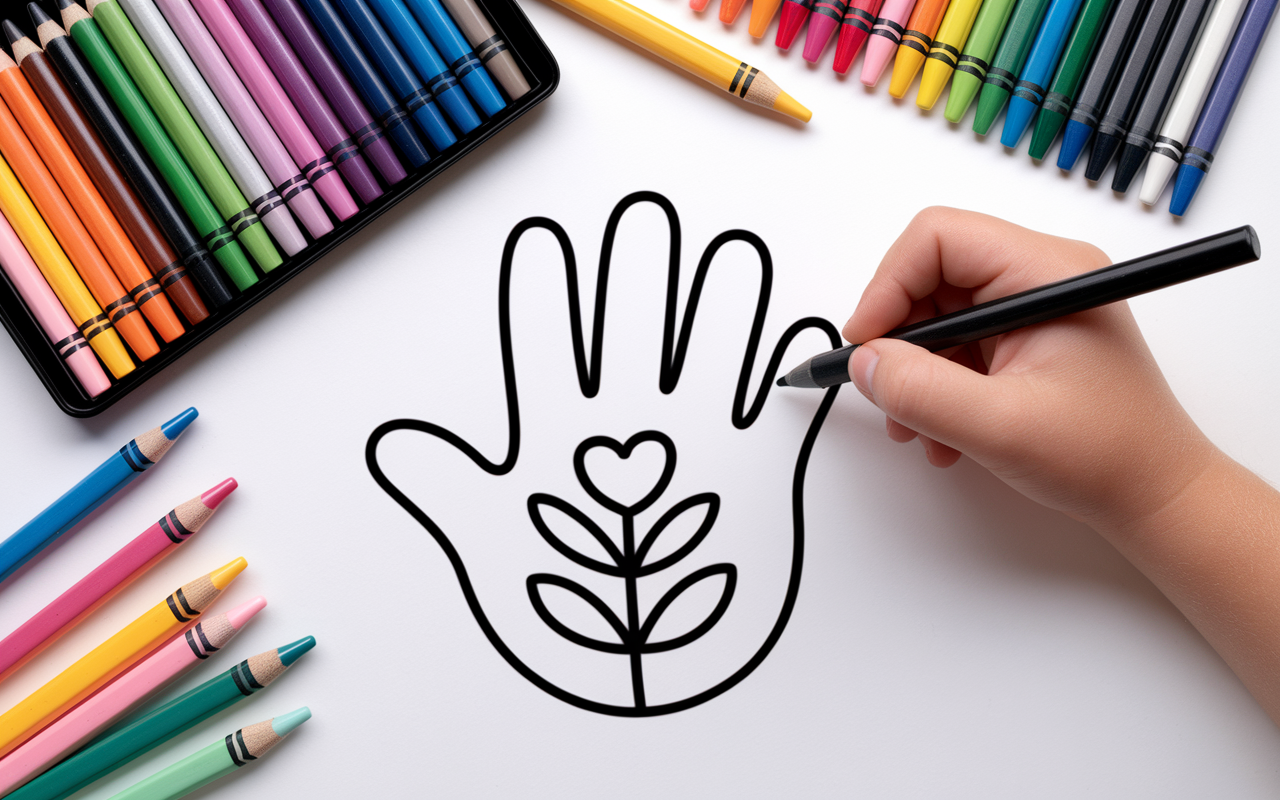 Coloriage info main enfant débutant