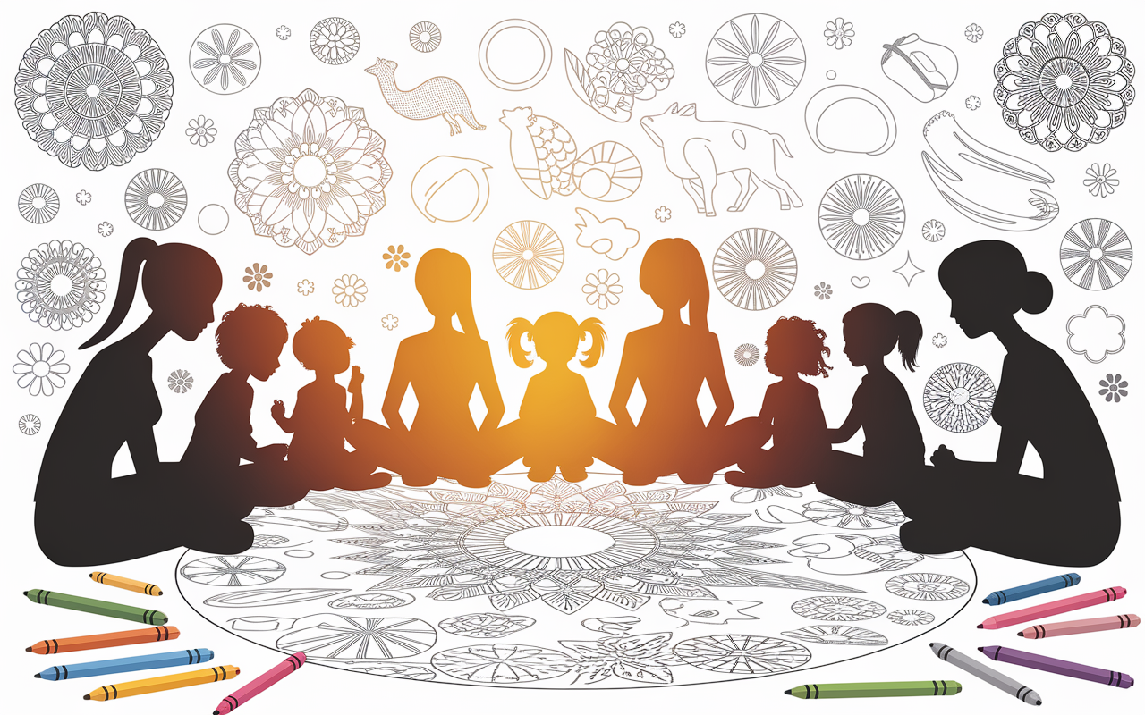 Coloriage info groupe adultes enfants