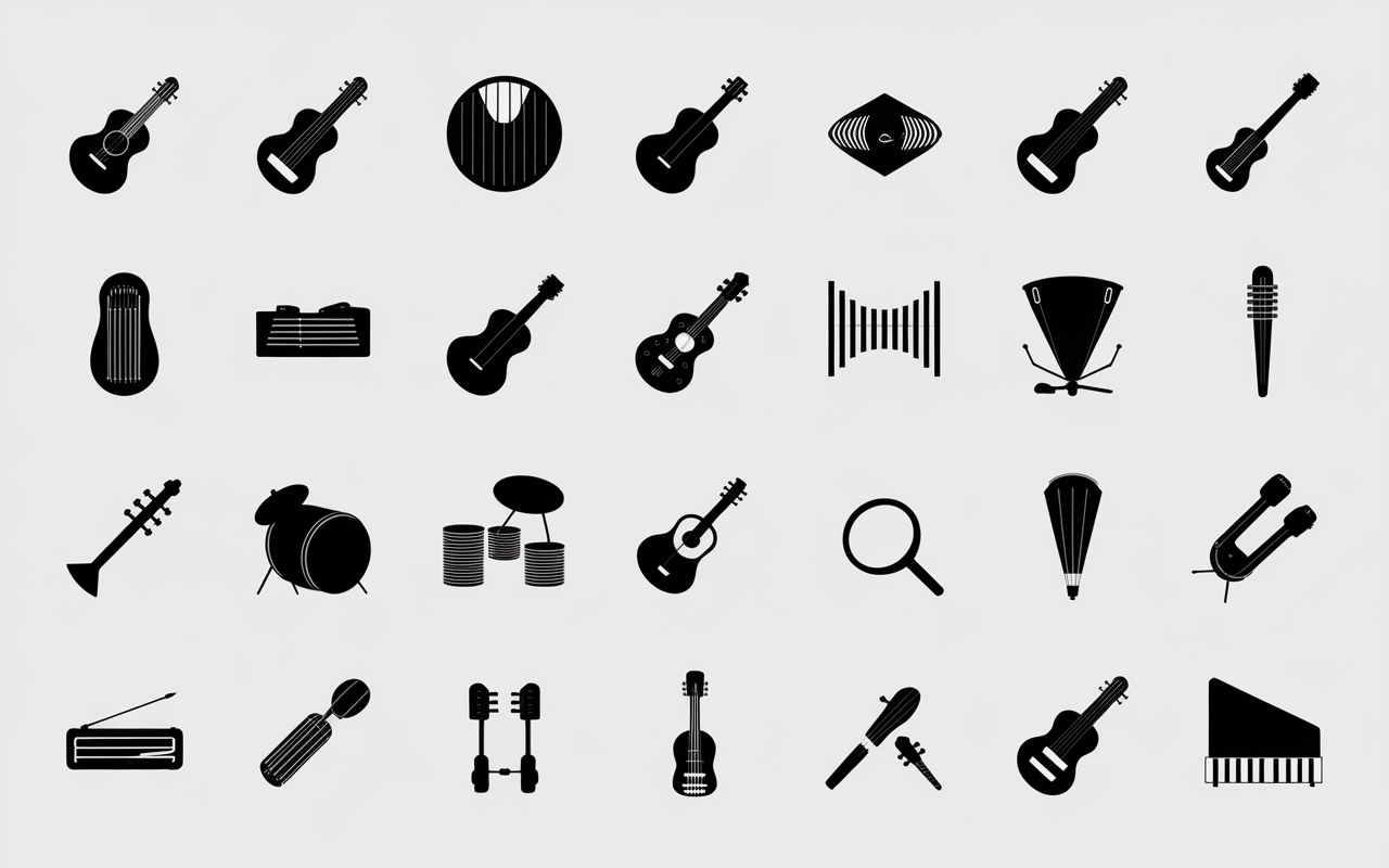 Image de instrument de musique avec pictogrammes usages
