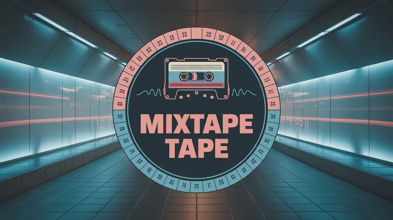 affiche centrale mixtape tape cercle cassette audio vague numerique