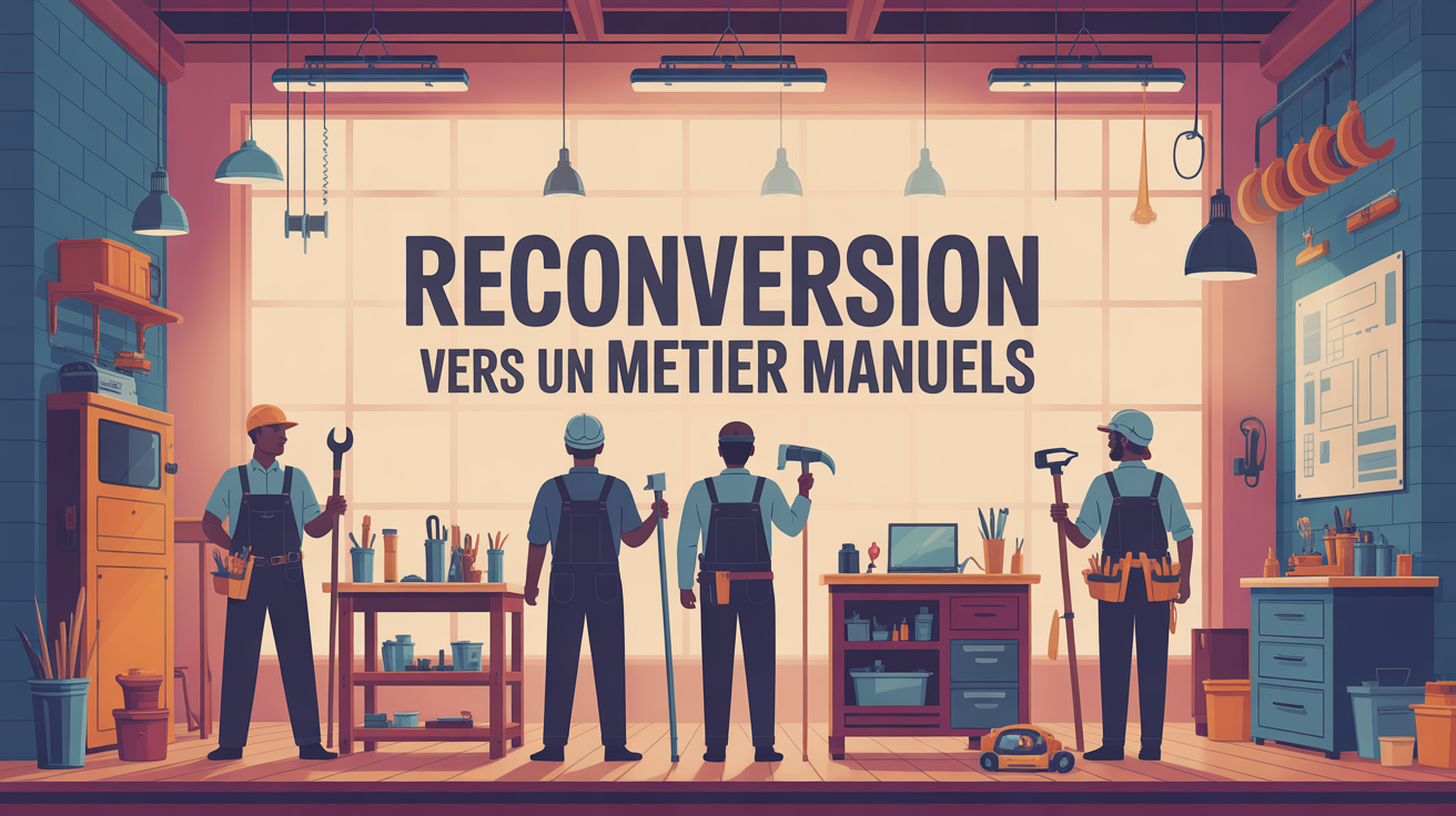 Scène atelier métier manuel silhouettes et outils
