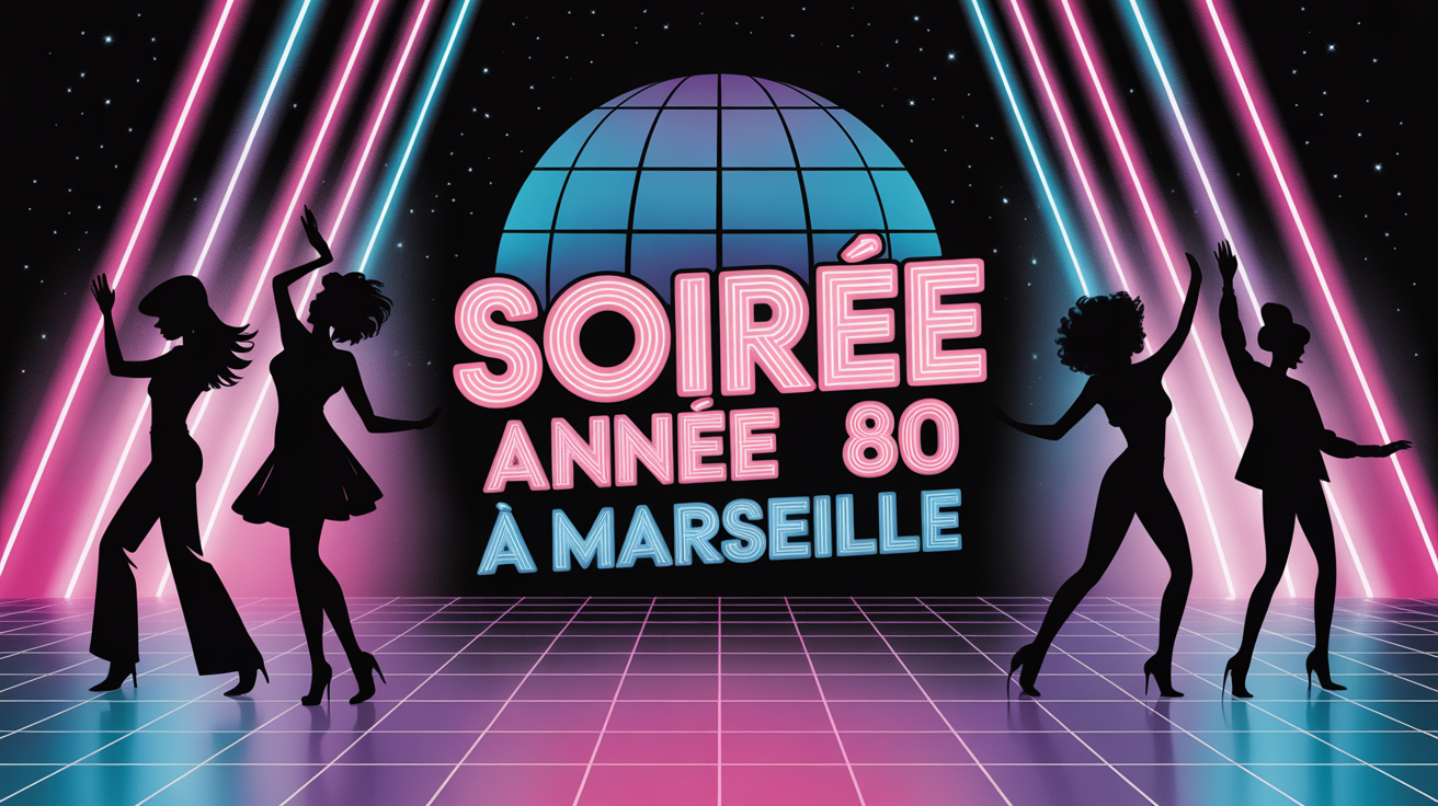 affiche boîte de nuit marseille année 80 silhouettes retro