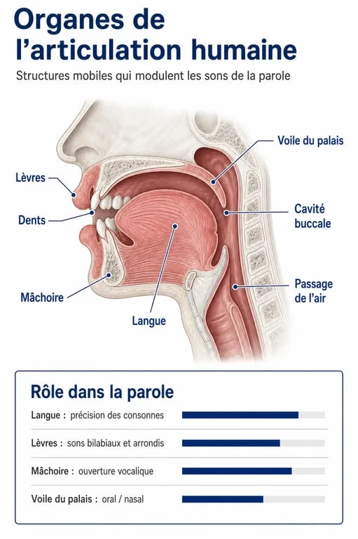 Schéma des organes de l'articulation pour améliorer son exercice elocution