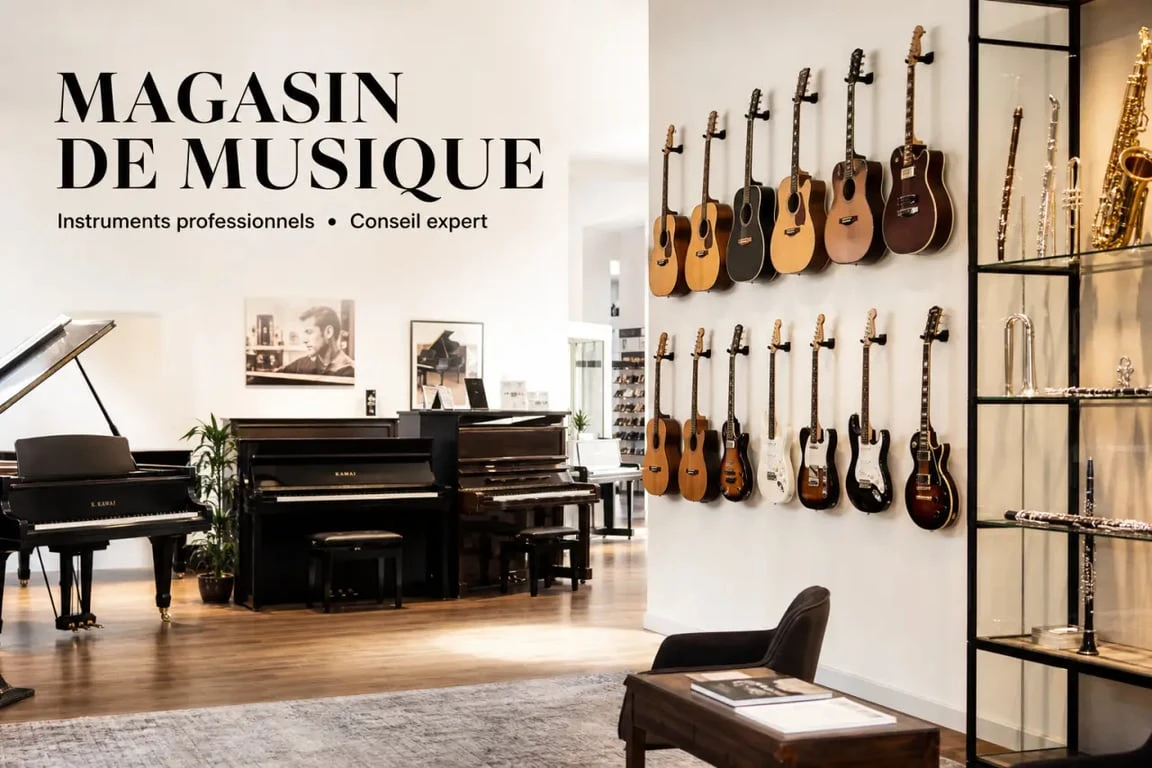 Magasin de musique à Tours proposant une large sélection d'instruments et services de réparation.