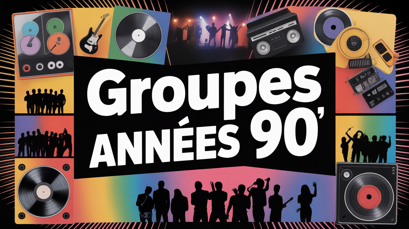 Groupe année 90 design collage musical pop