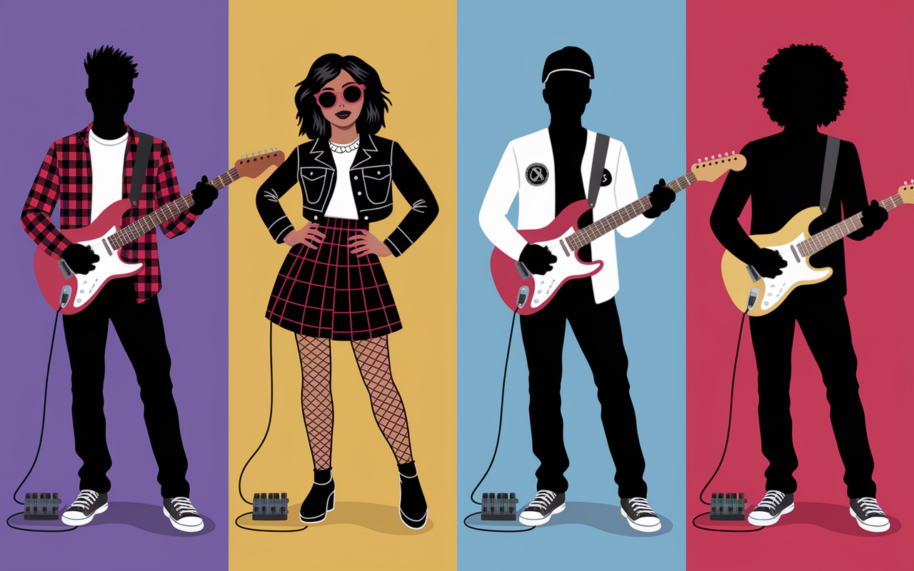 Groupe année 90 grunge britpop punk silhouettes