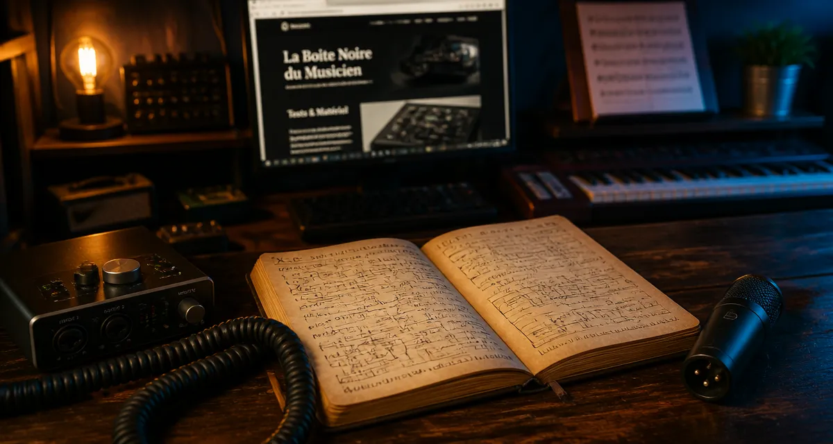 La boite noire du musicien : carnet, micro XLR et interface audio