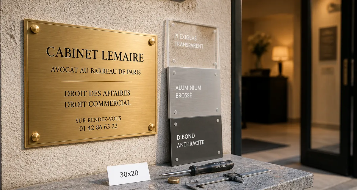 Plaque profession libérale en laiton et matériaux durables, cabinet professionnel