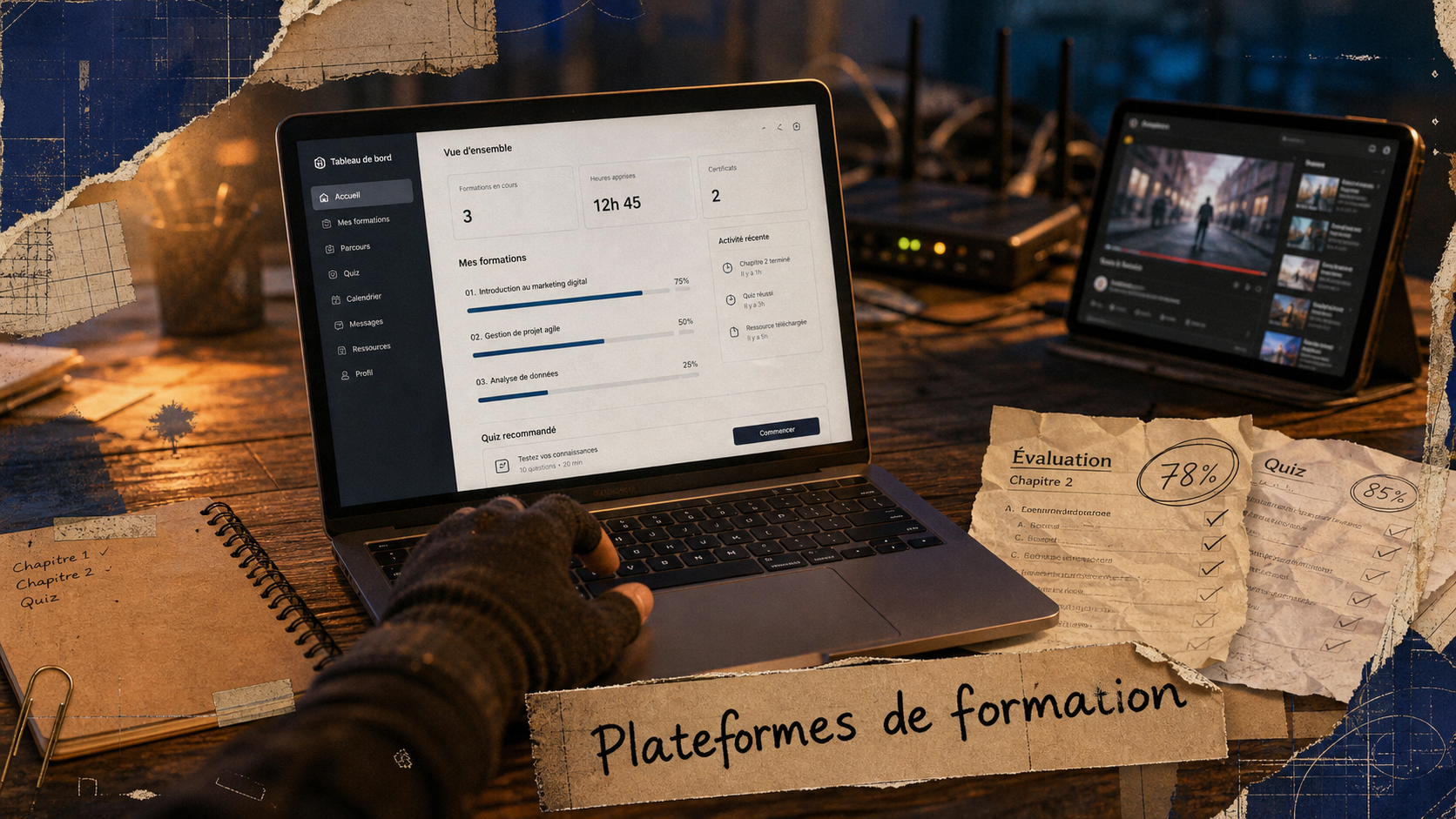 Plateformes de formation en ligne : interface LMS sur écran