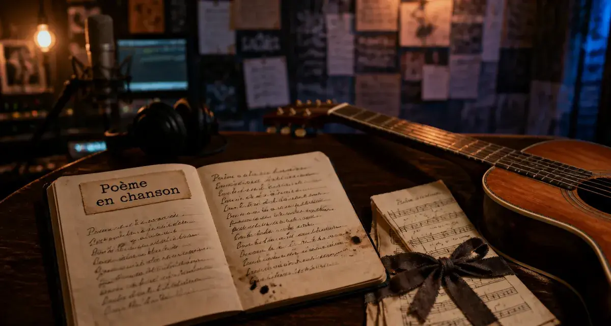 Poeme en chanson : carnet et partition musicale
