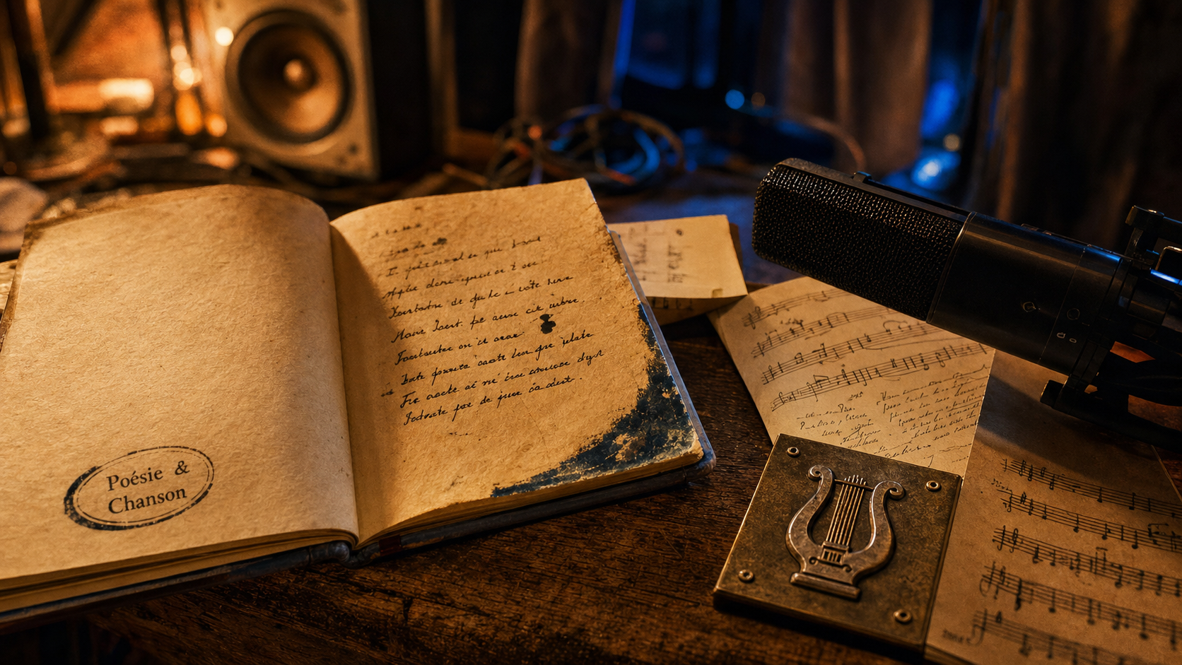 Poeme sur la chanson en studio d’enregistrement