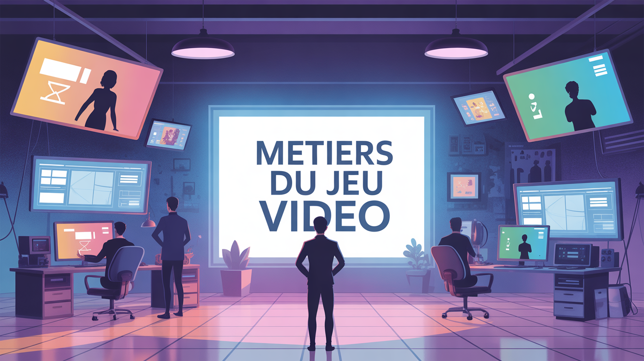 studio profession jeux video silhouettes equipe