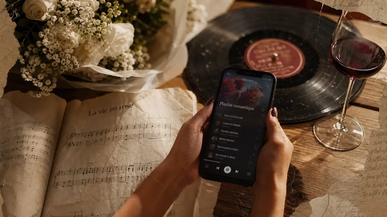 Chansons d amour francaise mariage slow : playlist amour, vinyle et fleurs blanches