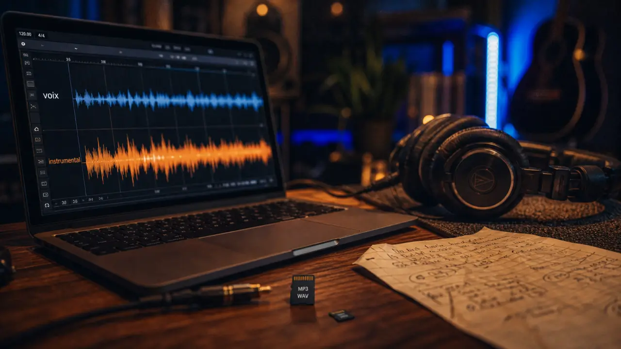 Enlever voix sur musique : instrumental propre, karaoké ou acapella sur studio home-office