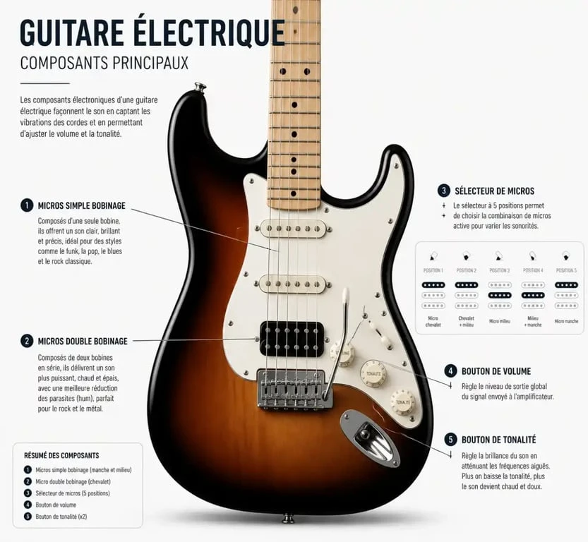 Anatomie d'une guitare électrique pour débuter la guitare électrique