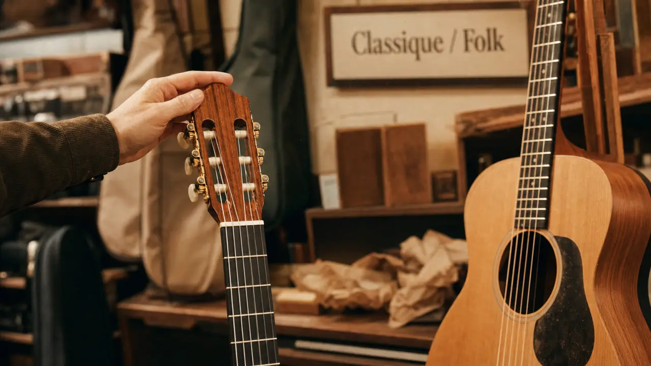 Guitare classique ou acoustique : cordes nylon et acier