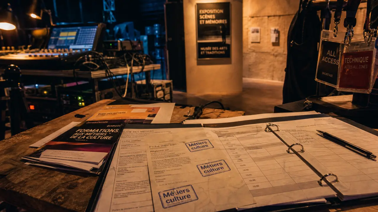 Métiers culture : table de fiches métiers et régie de théâtre, patrimoine et médias